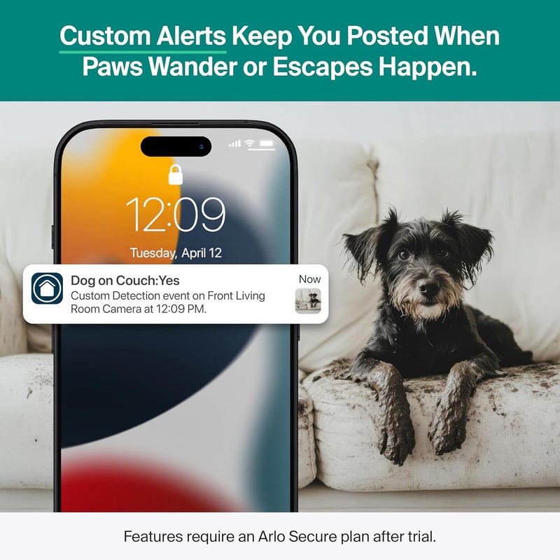 ARLO Essential Indoor Pan Tilt Security Camera 2K (2025 Release) - Wired Plug-in Power, Person Recognition, Animal Detection, Animated Preview, 1-Month Secure Plan, Auto Motion Tracking, 2 Cam, White - Image 2